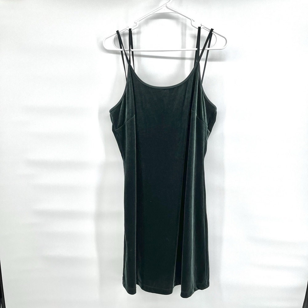 Vintage Valerie Stevens Velvet Slip Dress Size L 90s Open Back Spaghetti Straps